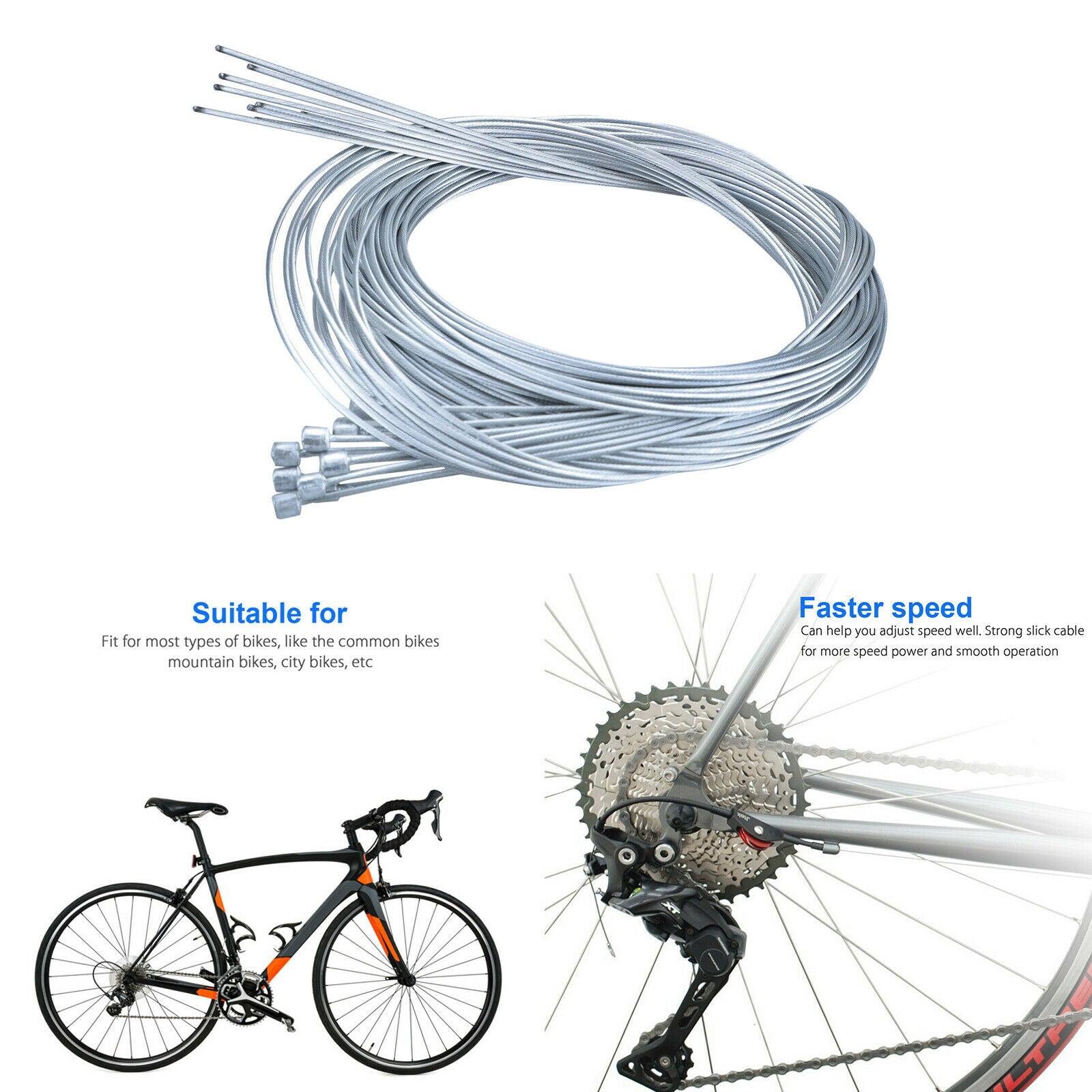 10x Bike Road Bicycles Shift Shifter Derailleur Gear Rear Inner Cable Wire 6.6ft